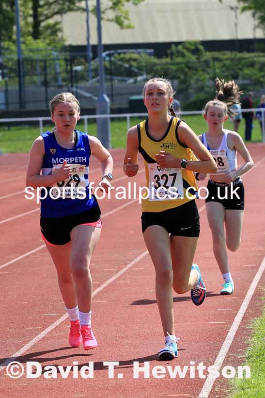 Girls Under-15s 3000 metres, 2023 North Eastern Track and Field Champs., Middlesbrough Sports Village, Middlesbrough. Photo: David T. Hewitson/Sports for All Pics
